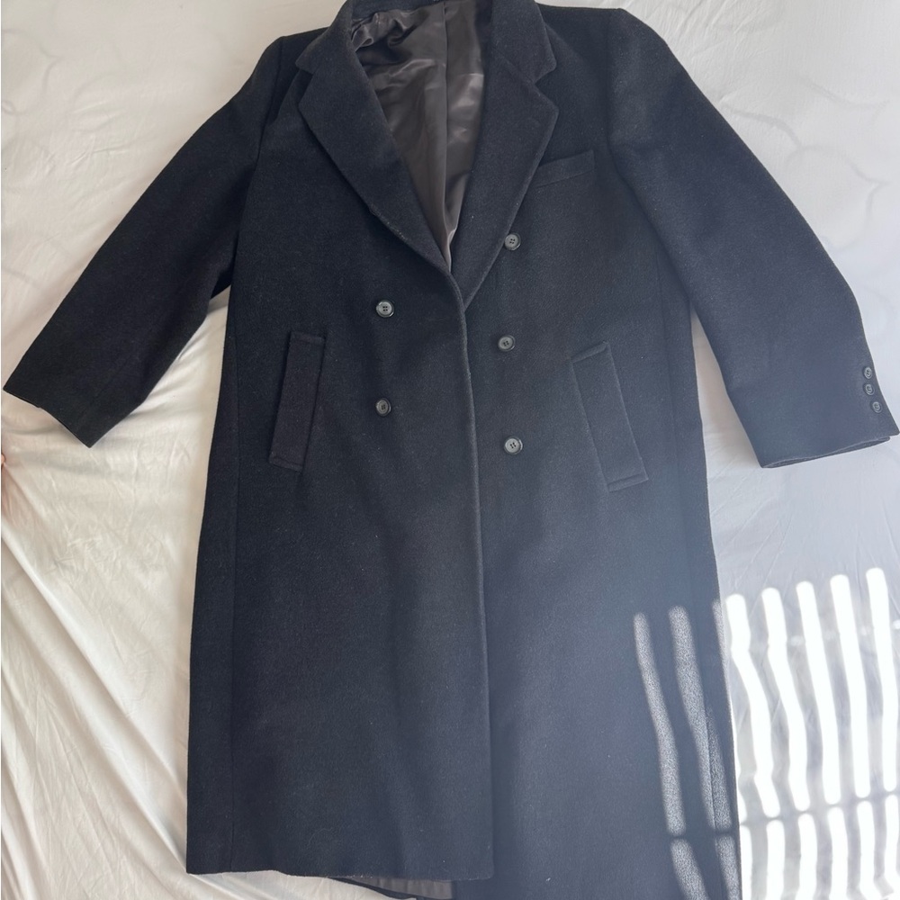 Christian Aujard Men's Black Double-Breasted Pea Coat